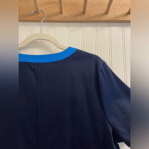 Lands’ End Textured Cotton Spandex Colorblock Short Sleeve V Neck Dress Size 16 - Picture 6 of 9